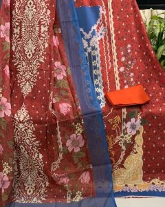 Crimson & Cobalt Printed jam jam Swiss cotton 3 piece