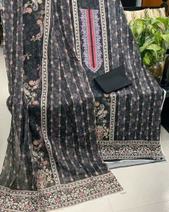 Midnight Black Elegant Jam Jam Swiss Cotton 3 Piece