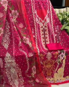 Royal Magenta Floral Jam Jam Swiss Cotton 3 Piece