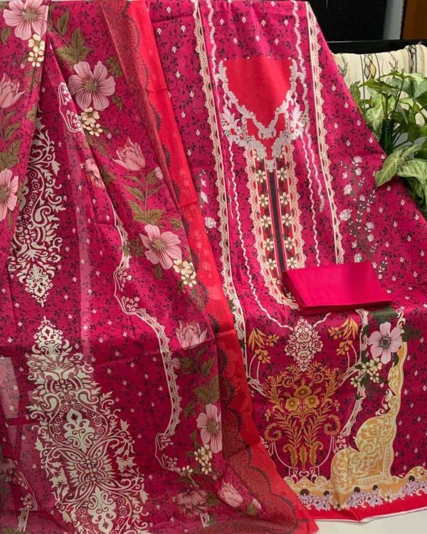 Royal Magenta Floral Jam Jam Swiss Cotton 3 Piece