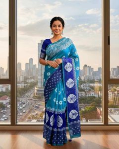 Half Silk chicken work sharee | 12 haat