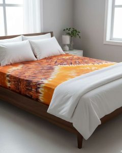 Batik cotton fabric bed sheet with pillow cover | Double size