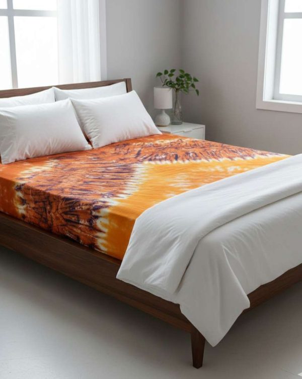 Batik cotton fabric bed sheet with pillow cover | Double size